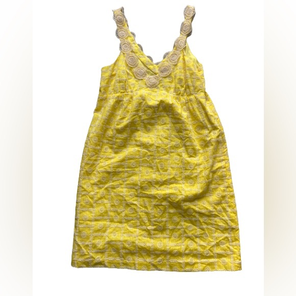TIBI NEW YORK Yellow with white decorative floral lace dress - Picture 3 of 3
